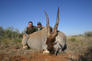 This day hunt excursion ended in a big eland trophy for these happy clients with Coenraad Vermaark Safaris in South Africa