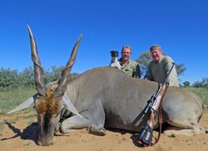 This day hunt excursion ended in a big eland trophy for these happy clients with Coenraad Vermaark Safaris in South Africa
